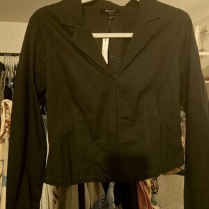 Madewell Women's Black Collared Button Down Shirt